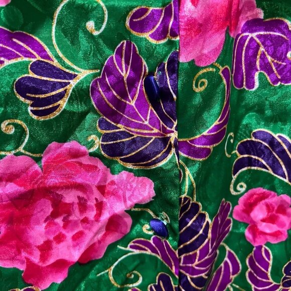 Vtg Victoria Secret Womens Multicolor Floral Silk Kimono Blouse Medium Button Up - Picture 6 of 9